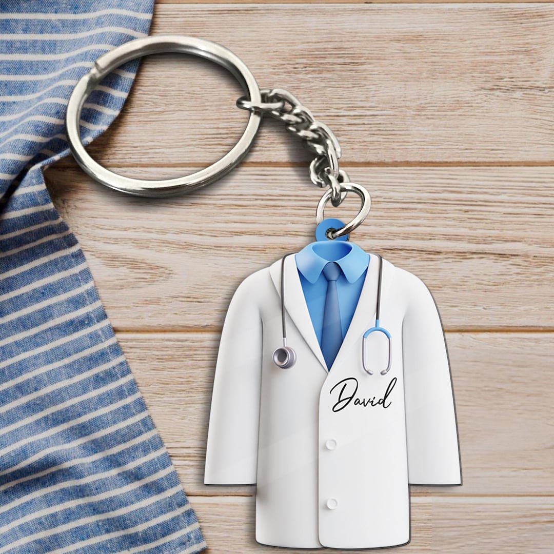 Personalized 2D Flatted Doctor Clothing Keychain, Gift for Golfer ...