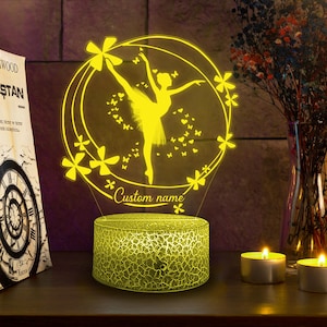 Personalized Name Ballerina Lamp, Ballet Gifts, Dancing Teacher Gifts, Ballet Acrylic Lamp, Gifts For Dancer, Ballerina Decor Lamp