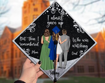 Personalized Thank You Parents Grad Cap Topper Class of 2024, Custom Family Graduation Cap Topper, Graduation Gift, Memorial Cap Decoration