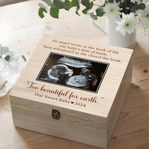 Caja de recuerdos de madera personalizada para pérdida de bebé, caja de memoria de aborto espontáneo, regalo de duelo de bebé ángel, bebé ángel, pérdida de bebé, en memoria del niño