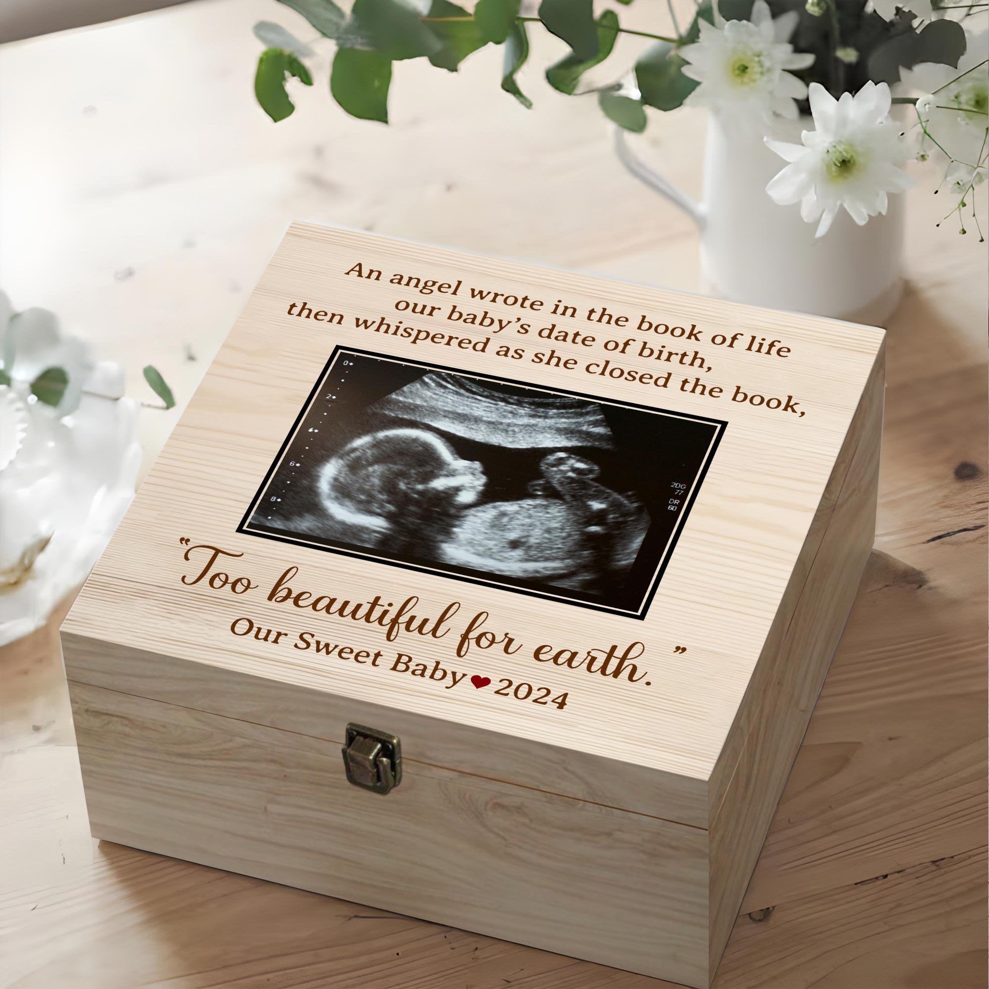 Personalised Baby Loss Wooden Keepsake Box, Miscarriage Memory Box, Angel Baby Grieving Gift, Angel Baby, Baby Loss, In Memory Of Child