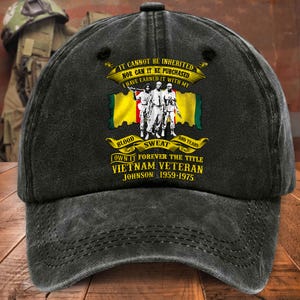 Personalized I Own It Forever The Title Vietnam Veteran Distressed Washed Printed Hat, US Military Cap Gift For Dad, Grandpa, Veteran Gift