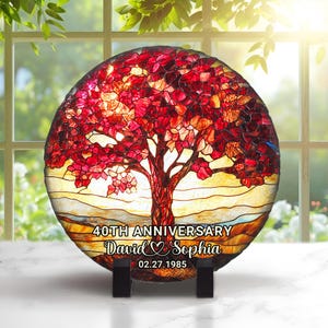 Personalized 40th Wedding Anniversary Stone Decor, Wedding Anniversary Keepsake, Ruby Wedding Anniversary Gift, 40th Wedding Decor