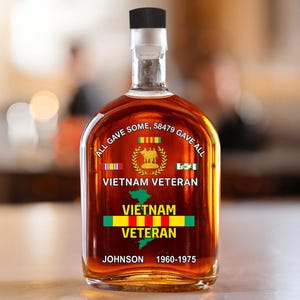 Custom Vietnam Veteran Whisky Decanter, Custom Vietnam Veteran Keepsake Gift, All Gave Some 58479 Gave All Whisky Bottle