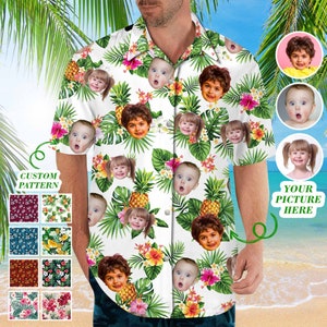 Custom Hawaiian Shirt With Kid Face, Personalized Photo Shirt For Men, Women, Custom Face Short Sleeve, Beach Shirt Button Down Shirt