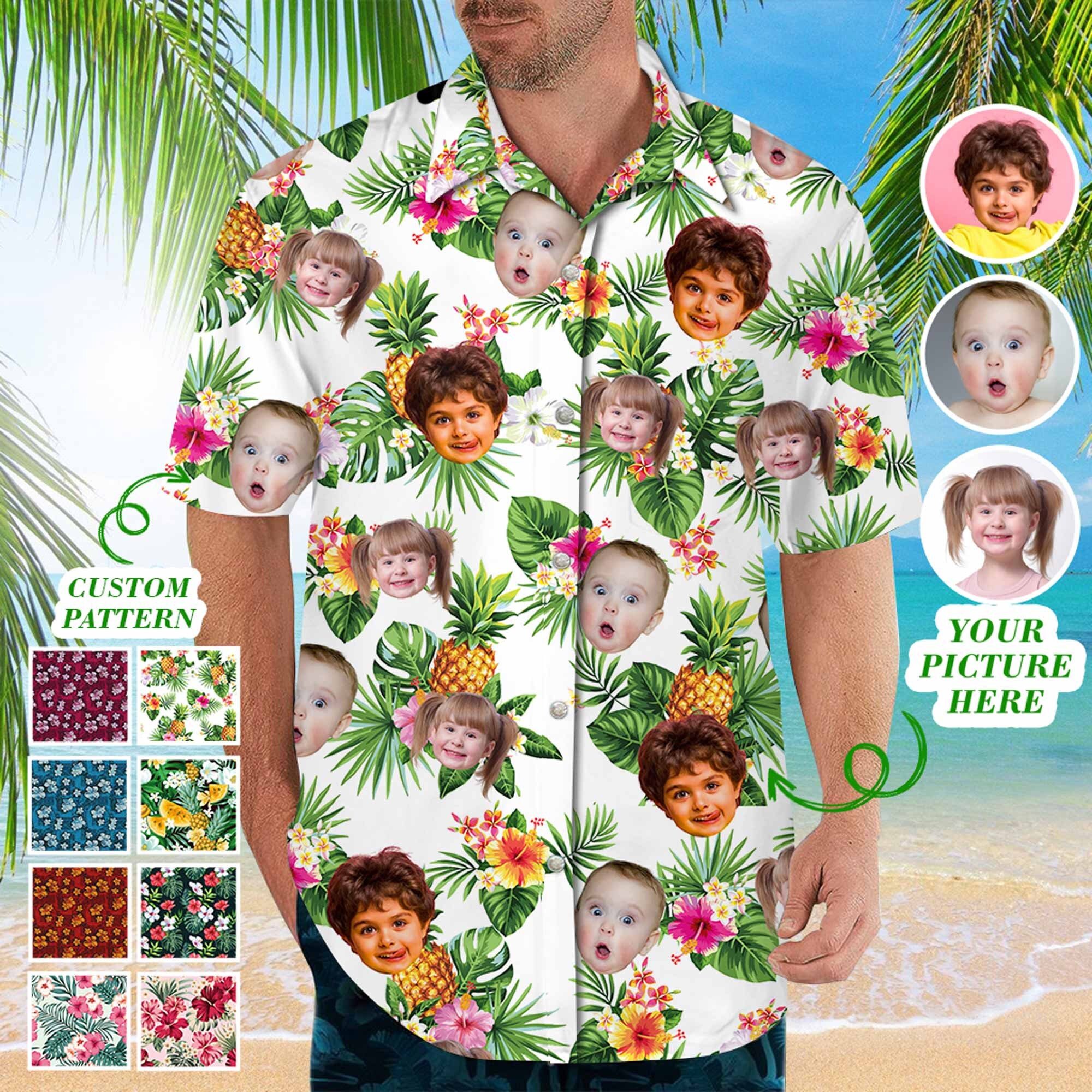 Custom Hawaiian Shirt With Kid Face, Personalized Photo Shirt For Men, Women, Custom Face Short Sleeve, Beach Shirt Button Down Shirt