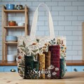 Book Lover Quilted Tote Bag – Vintage Books & Floral Handbag, Literary Gift for Readers, Custom Name Tote product logo