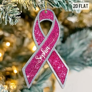 Personalized Breast Cancer Ornament Awareness Gifts, Pink Boxing Gloves Ribbon, Custom Breast Cancer Ornament, Cancer Ribbon Ornament
