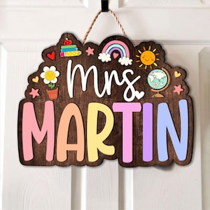 Custom Teacher Name Door Sign, Personalized Classroom Door Hanger, Custom Teacher Gift Sign, Teacher Welcome Plaque