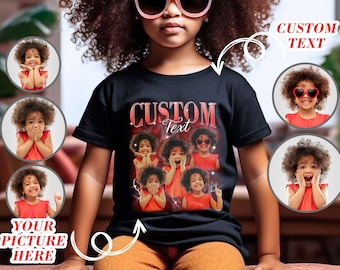 Custom Photo Bootleg Rap Tee For Kids, Vintage Graphic 90s Kids Shirt, Shirt For Black Kids, African American Kid, Little Black Girl Shirt