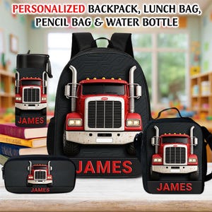 Custom Kids Backpack, Truck Back To School Backpack, Truck Backpack Birthday Gift For Boys, School Bag For Children Toddler, Kid Trucks Gift