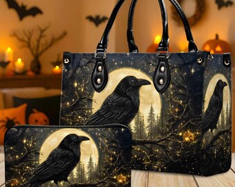 Gothic Church Raven Shoulder Bag – Corduroy Tote For Women, Adjustable Strap, Large Capacity - View #9