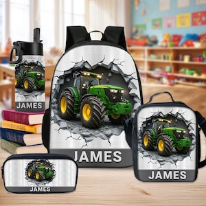 Custom Kids Backpack, Green Tractor Back To School Backpack, Tractor Boy Backpack, Birthday Gift For Boys, School Bag For Children Toddler