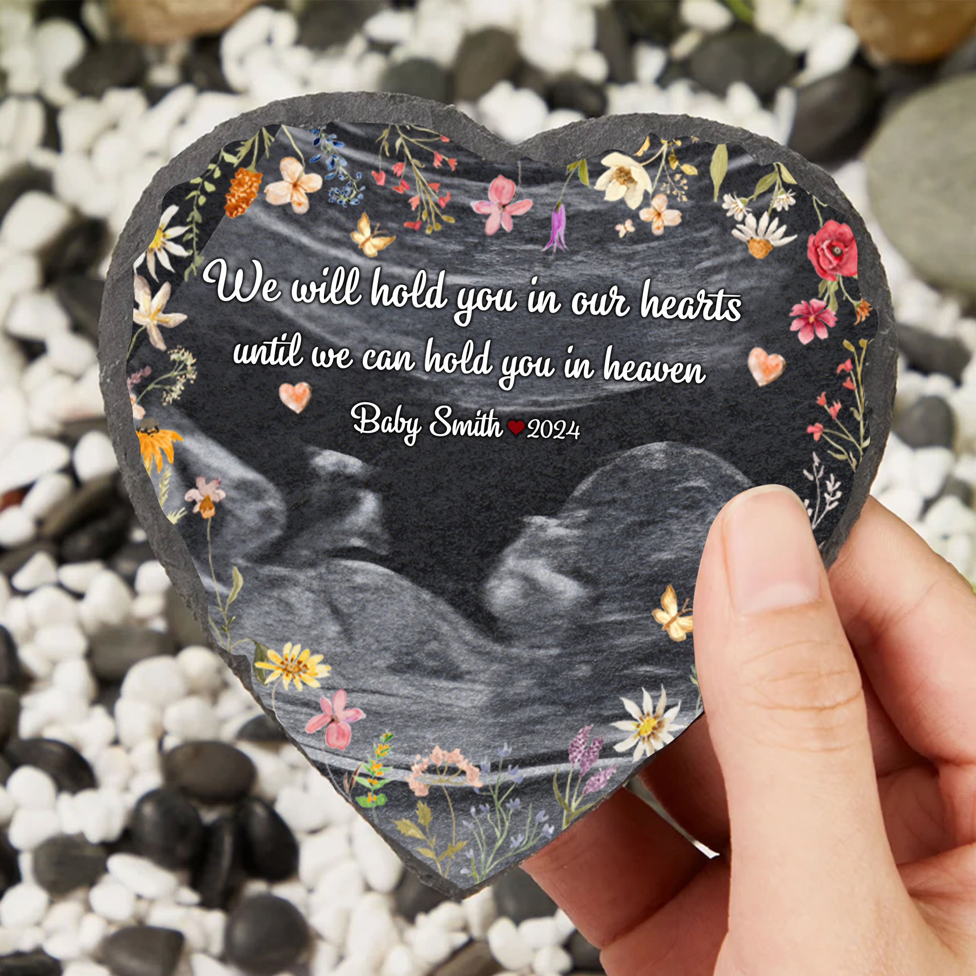 Personalized Angel Memorial Baby Stone - Laser Engraved Remembrance Garden Stone