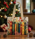 Personalized Book Stack Floral Quilt Tote Bag, Reading Lover Quilt Bags, Christmas Bookworm Bags, Bookish Gift For Fantasy & Book Lovers product logo