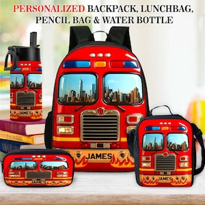 Custom Kids Backpack, Fire Truck Back To School Backpack, Kindergarten Kids Bookbag, Birthday Gift For Boys, School Bag For Children Toddler