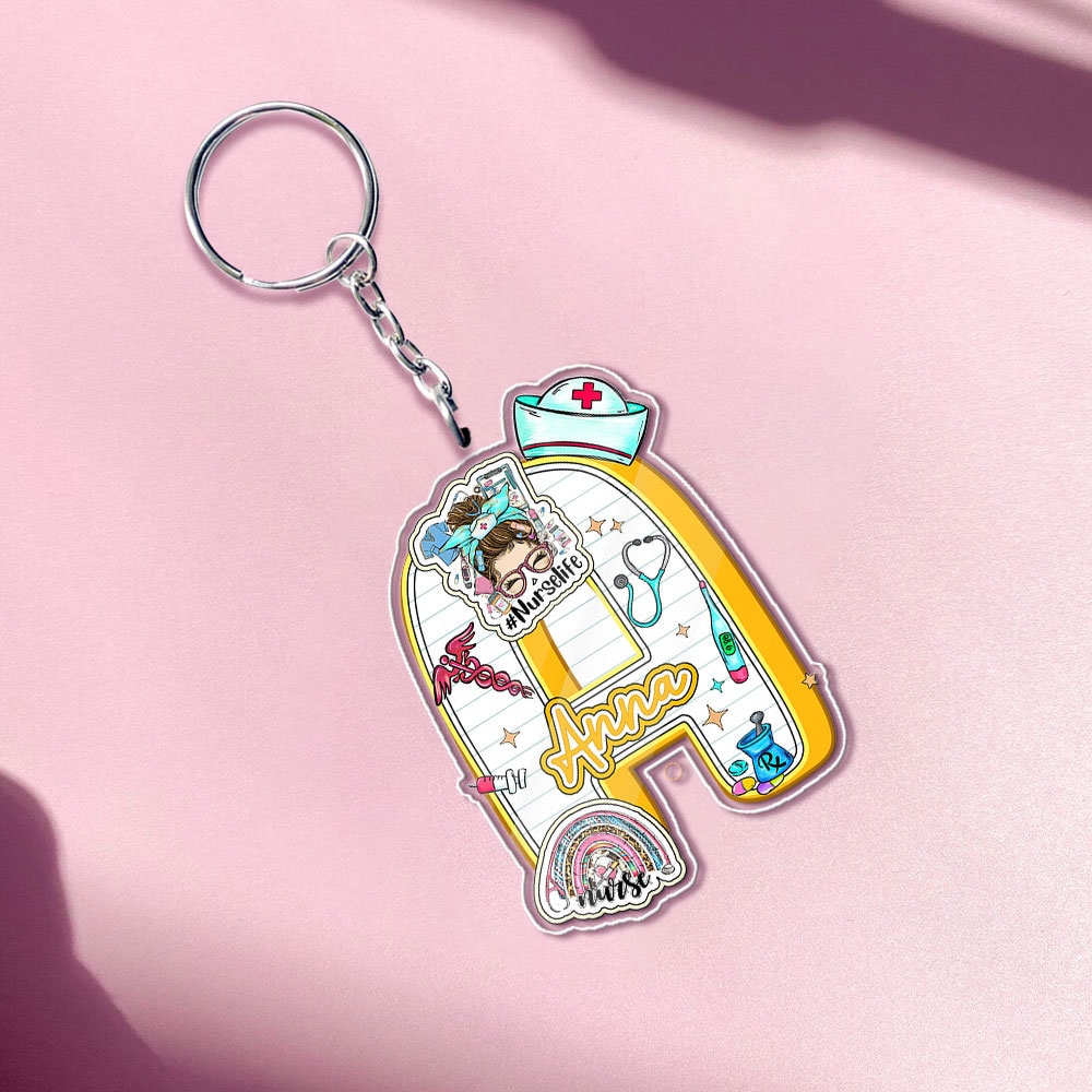 Custom Name Nurse Acrylic Keychain, Keychain for Nurses, Nurse Graduation Gift, Nurse Scrubs Gift, Healthcare Keychain, Nurse Accessory Gift