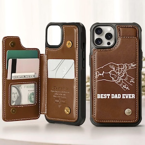 Funda de cuero personalizada para papá, el mejor regalo para papá, regalo para el Día del Padre, regalo para papá primerizo, funda para papá e hijos.