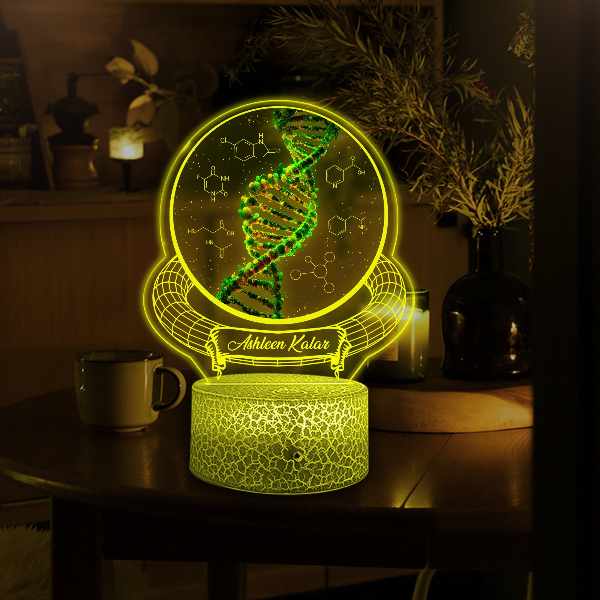 Personalized DNA Science 3D Lamp, Biology Science Gift Decor for Nurse