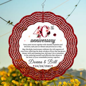 Personalized 40th Anniversary Gift For Parent, Ruby Wedding Wind Spinner, 40 Year Anniversary Gift, 40th Anniversary Gift For Husband Wife