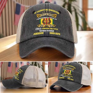 Personalized Vietnam Veteran Demin Hat With Mesh, Custom Name US Military Cap Gift For Dad, Grandpa, Veteran Day Gift, Father's Day Gift