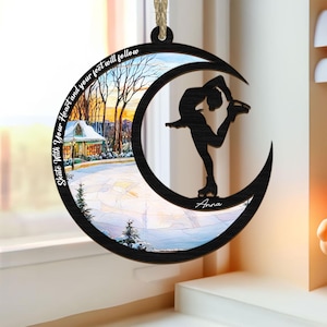 Nome personalizado Patinação artística Suncatcher, Decoração de janela de patinação artística, Presentes de aniversário, Presentes de Natal, Presentes de patinadores artísticos