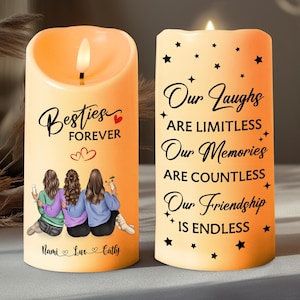 Custom Besties Led Candle, Soul Sisters Christmas Gift, Best Friend Candle Keepsake, Friendship Keepsake Candle, Birthday Gift For Friends