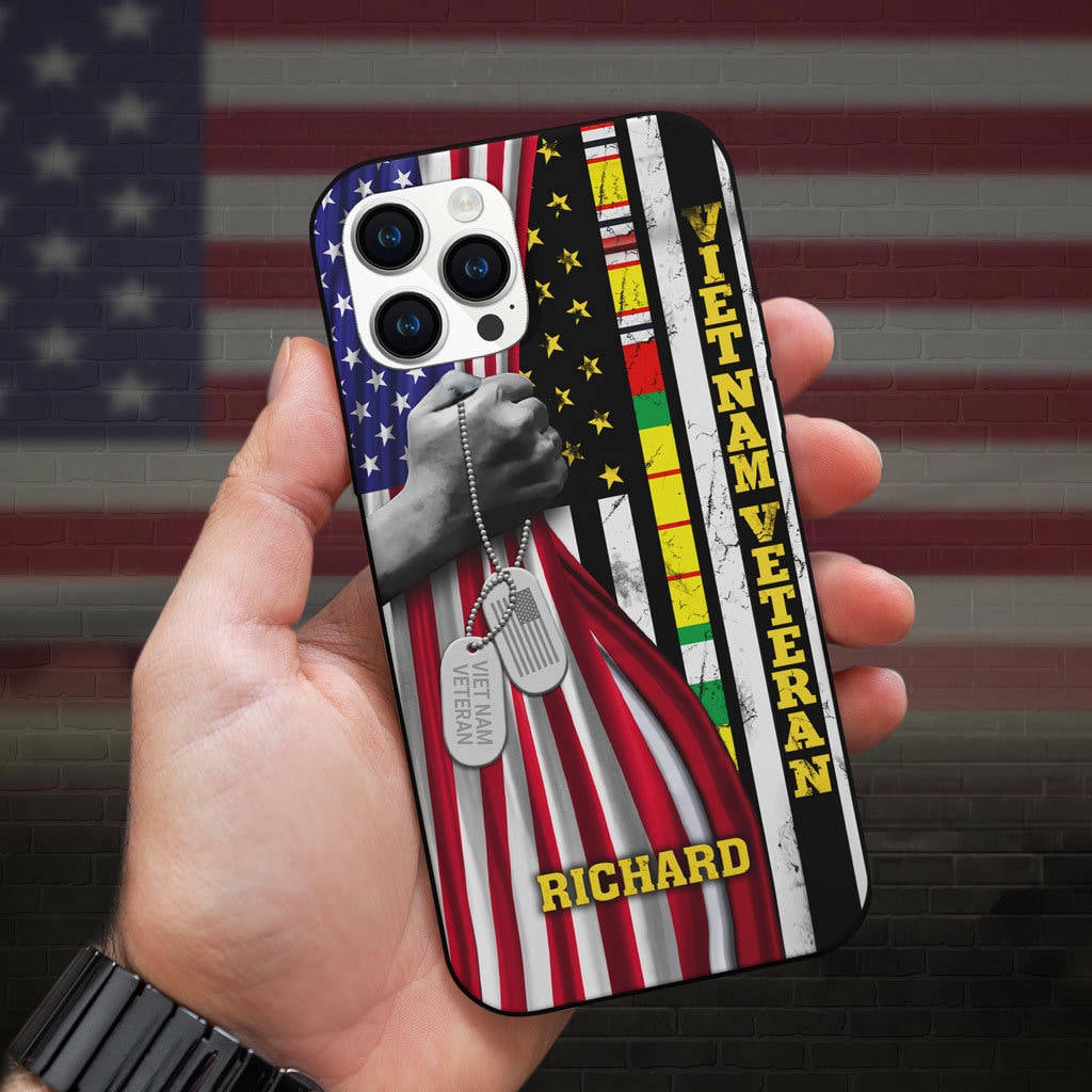 Persoanlized Proudly Served Vietnam Veteran Silicon Phone Case, Duty Honor Country Proud Veteran, Gift For Veteran, US Military Gift For Men