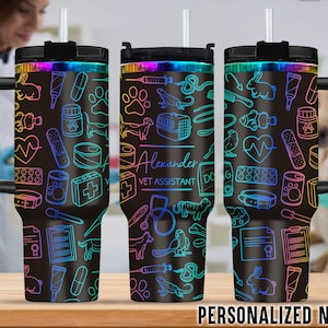 Personalisierter 40-Unzen-Chroma-Becher für Veterinär, Vet Tech, zukünftiges Vet Tech Geschenk, Tierarzt-Abschluss, Tierarzt-Assistent, Tierarzt-Woche, Geschenk des Tierarzt-Personals