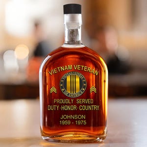 Personalized Vietnam Veteran Whiskey Decanter – Proudly Served Military Gift, Custom Vietnam Veteran Decanter – Duty Honor Country Gift