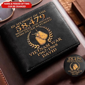 Personalizado Todos dieron algunos 58479 dieron toda la billetera de veterano de Vietnam, billetera de veterano orgulloso, billetera de veterano militar, regalo de papá, estilo militar