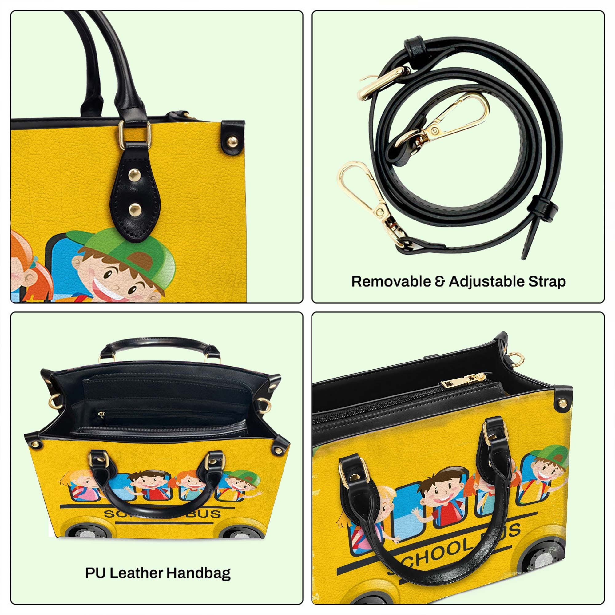 Personalized School Bus Driver Leather Handbag With Handle, Back To School Gift, Bus Driver Appreciation Day Gift, Bag Gift for Bus Driver