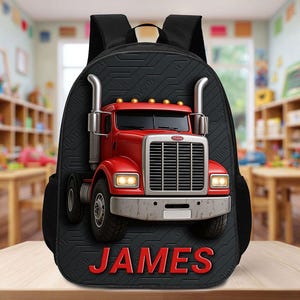 Custom Kids Backpack, Truck Back To School Backpack, Truck Backpack Birthday Gift For Boys, School Bag For Children Toddler, Kid Trucks Gift
