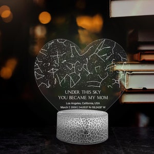 Mappa stellare personalizzata sotto questo cielo Sei diventata mia lampada da mamma, lampada personalizzata per la mamma, regali personalizzati per la festa della mamma, regali per la prima festa della mamma, regalo per la nuova mamma