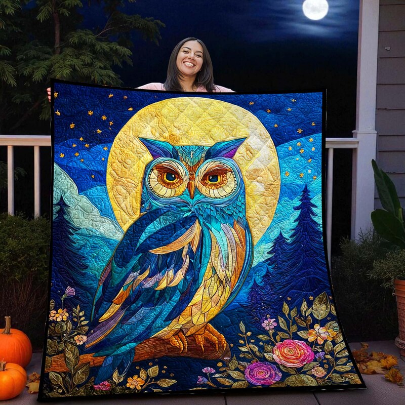 Autumn Owl Quilted Blanket NCU0DV577