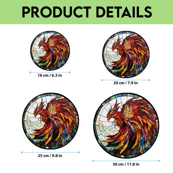Phoenix Vogel-Sonnenfänger Aus Acryl – Buntglas-Look Wanddekoration & Geburtstagsgeschenk