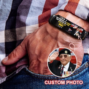 Personalized Photo Vietnam Veteran Men Bracelet, We Call You Daddy, Veteran Day Gift, Gift for Veteran Dad, Grandpa, Father&#39;s Day Gift