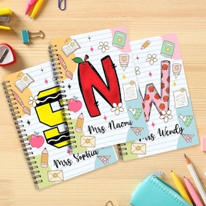 Personalized Teacher Notebook, Teacher Spiral Ruled Line Notebook, Teacher Gift, Back To School Gift, Teacher Appreciation Gift