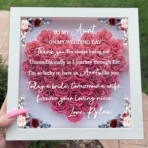Personalized Aunt Of The Bride Shadow Box, Custom Wedding Day Gift For Auntie From Bride, Wedding Gift from Niece, Thank You Gift, Auntie