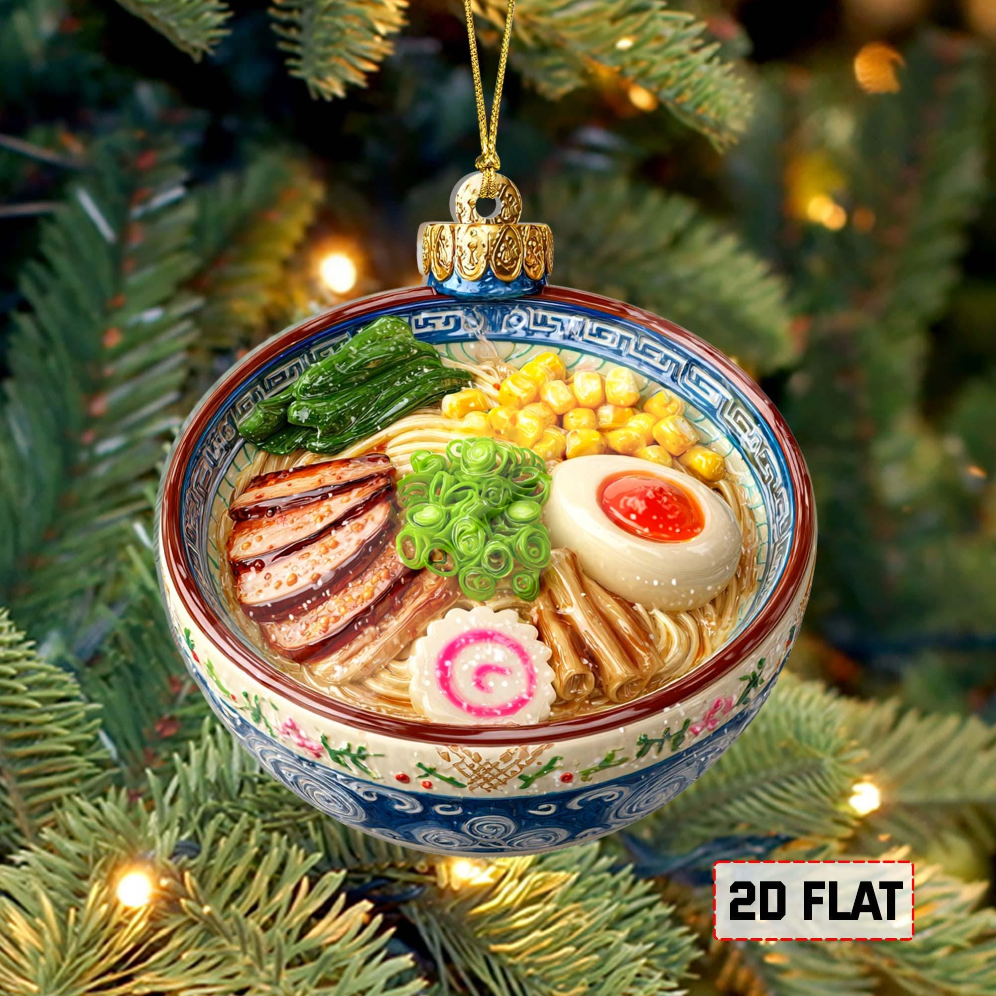 Discover 2D Flat Ramen Bowl Acrylic Ornament, Funny Food Christmas Tree Decoration, Ramen Lover Ornament, Japanese Food Decor, Japanese Lover Decor