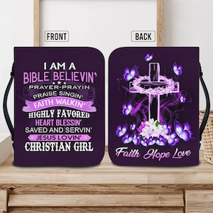 Christian Bible Cover, I Am A Bible Believe Cross Butterfly Jesus Bible Cover, Religious Gift For Women, Gifts For Christian, Faith Gifts