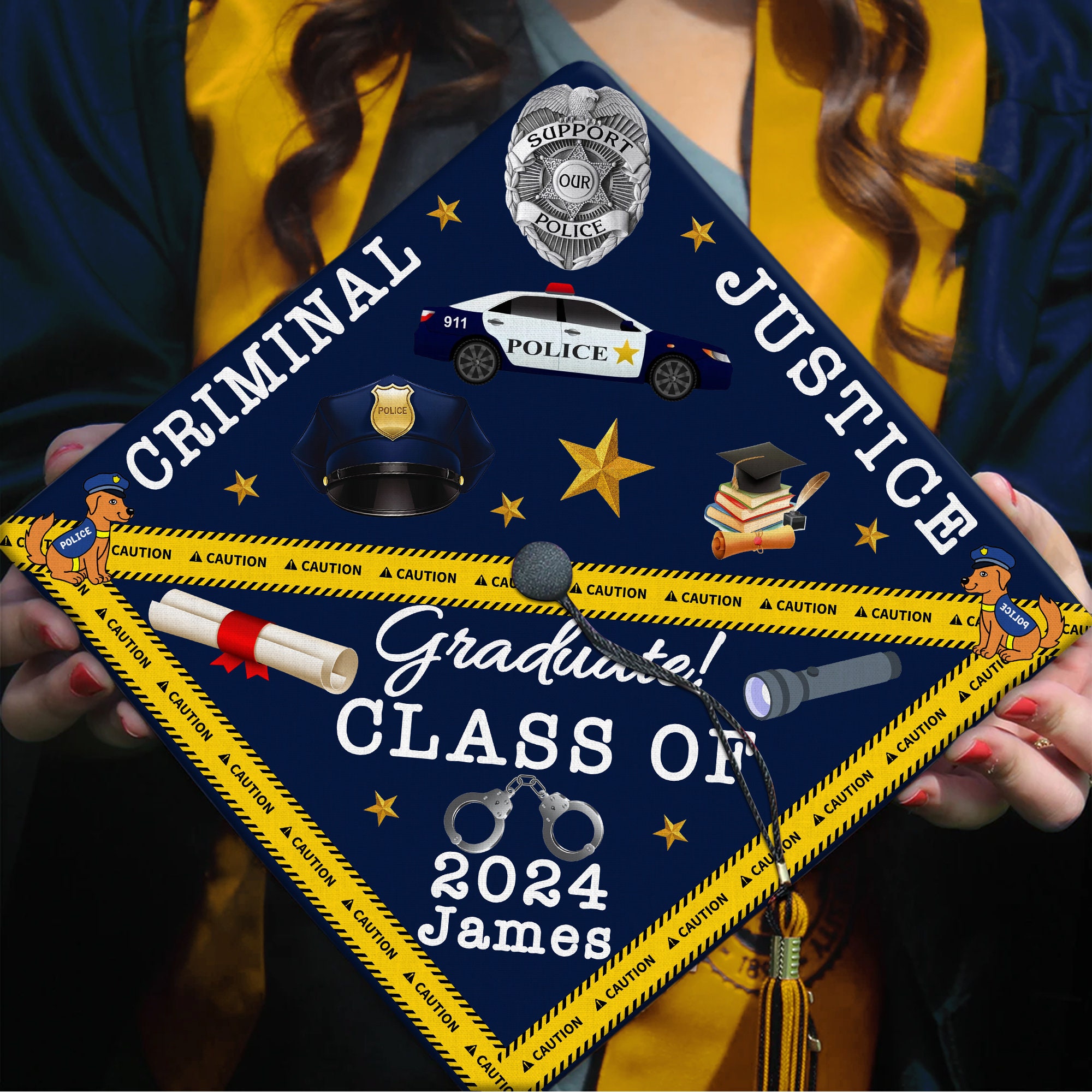 Adorno personalizado para birrete de graduación de justicia penal, adorno  para birrete de criminología, promoción de justicia penal de 2025,  especialización en justicia penal - Etsy México, image size:2000x2000