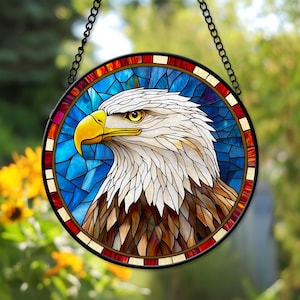 Eagle Faux Stained Glass Suncatcher, Eagle Artwork Window Hanging, Eagle Ornament Gift, Eagle Lovers Gift Idea