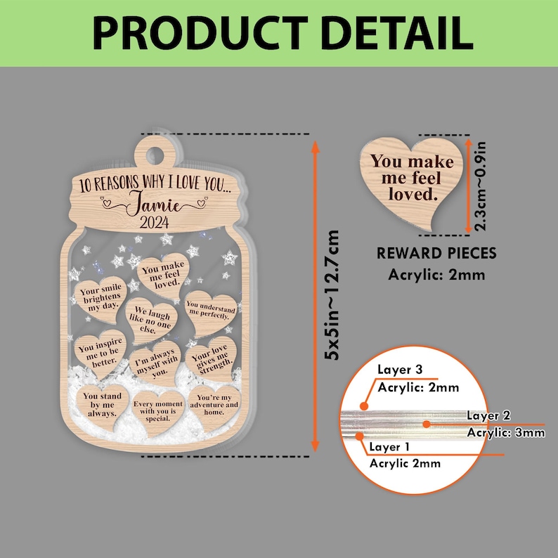 Personalized 10 Reasons Why I Love You Christmas Shaker Ornament