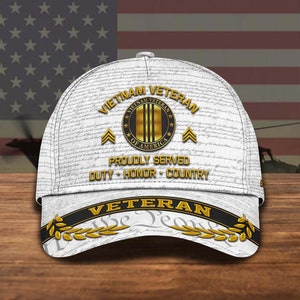 Personalized Proudly Served Vietnam Veteran Classic Cap, Duty Honor Country Proud Veteran Hat, Cap For  Veteran, US Military Gift For Men