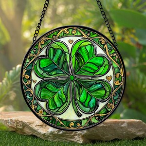 Shamrock Faux Stained Glass, Shamrock Suncatcher, Shamrock Window Hanging, Irish Decor, St. Patrick&#39;s Day Decoration, Irish , Shamrock Gift