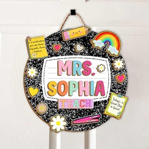 Personalized Teacher Door Sign, Back To School Teacher Door Sign, First Day For Learning, Teacher Appreciation Gift, New Teacher Door Sign