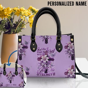 Custom Name Jesus Women’s Leather Handbag With Handle, Personalized Christian Bags For Women, Religious Gifts, Handbag Gift For Jesus Lovers