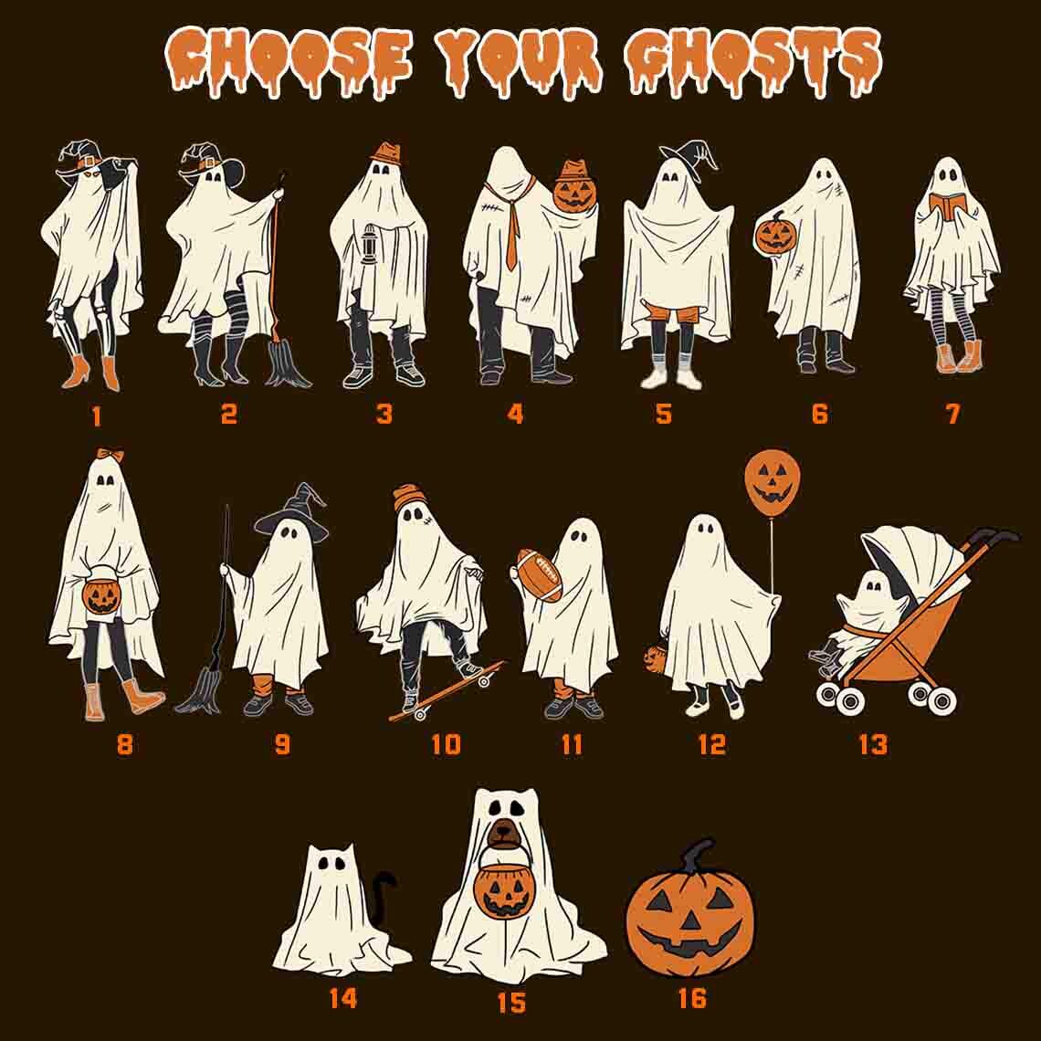 Customized Ghost Family Pumpkin Woven Blanket, Personalized Halloween Family Portrait With Pets Throw Blanket, Fall Ghost Family Decoration