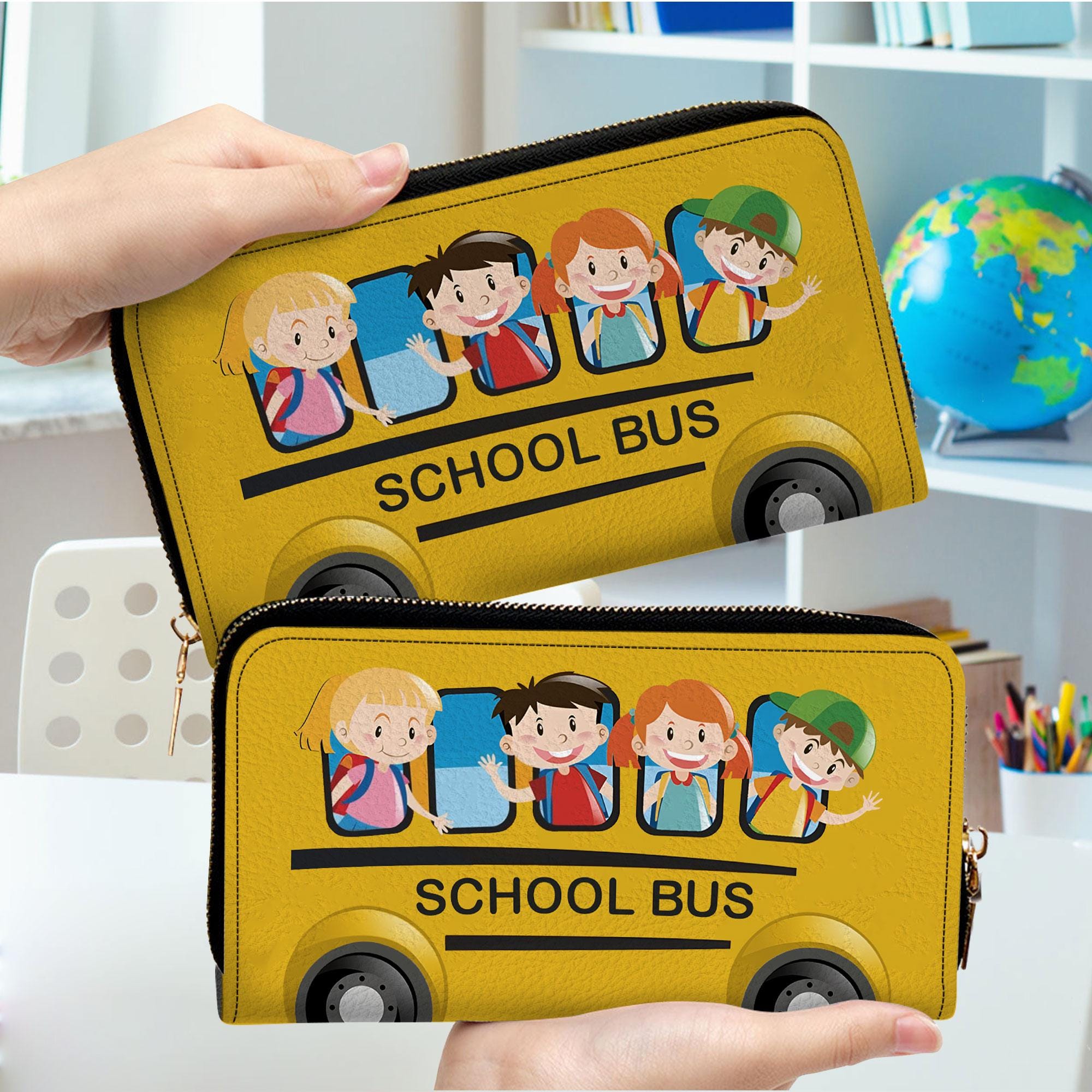 Personalized School Bus Driver Leather Handbag With Handle, Back To School Gift, Bus Driver Appreciation Day Gift, Bag Gift for Bus Driver